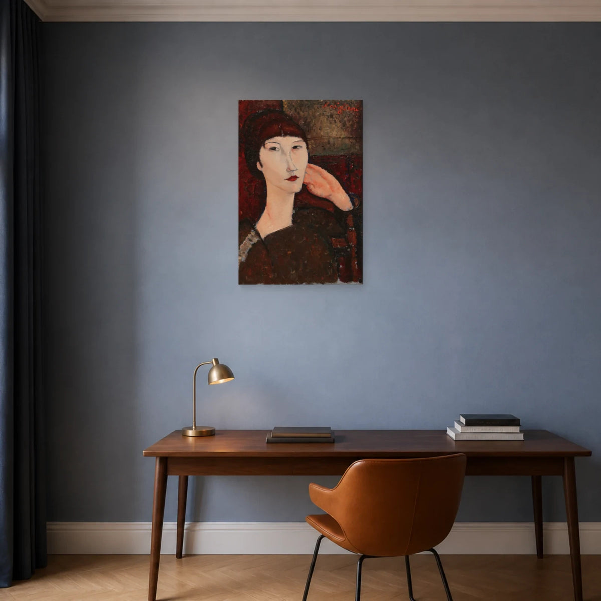 Tableau Adrienne (Femme à la frange) – Amedeo Modigliani dans un bureau - Art Virtuoso