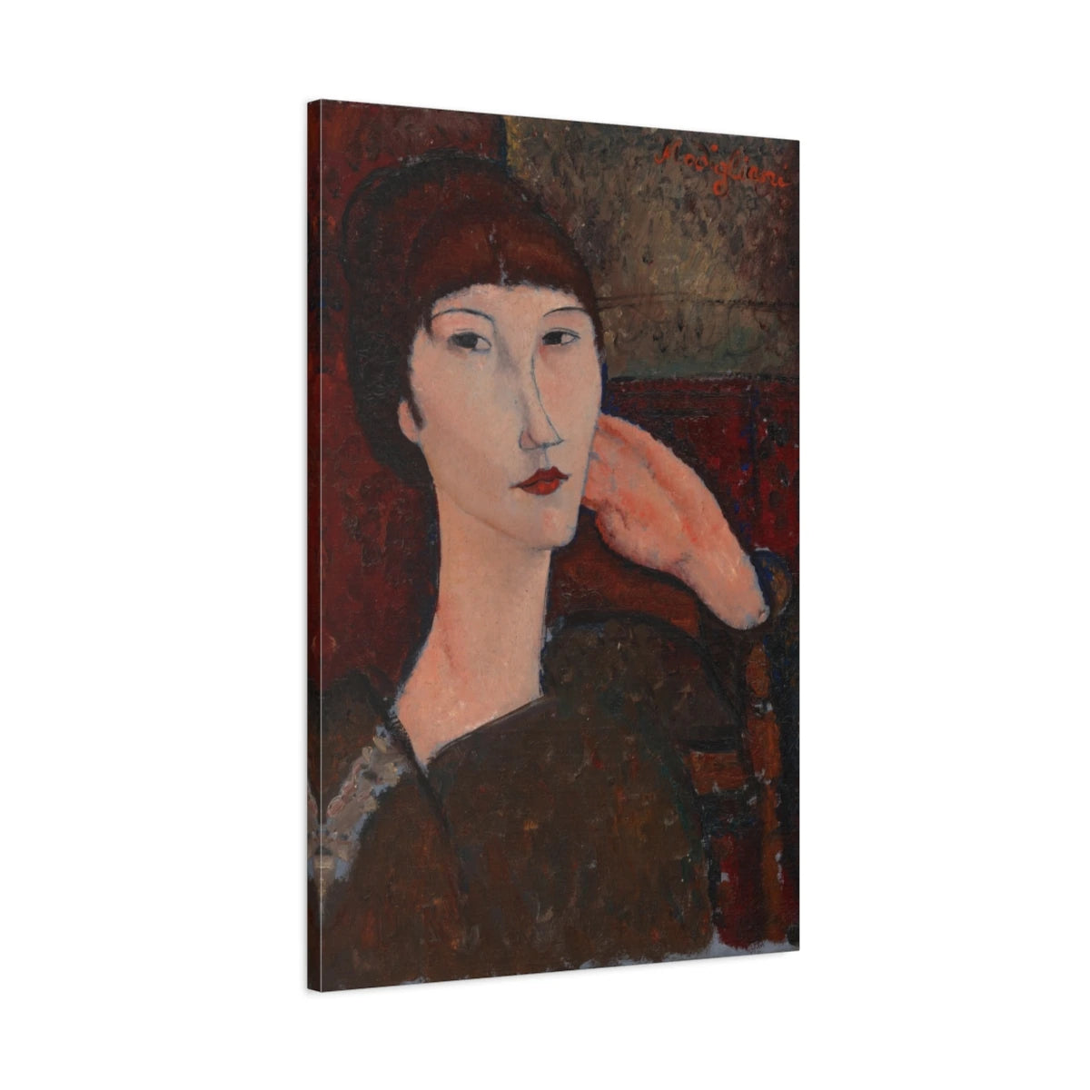 Tableau Adrienne (Femme à la frange) – Amedeo Modigliani - toile 3D avec bords imprimés - Art Virtuoso