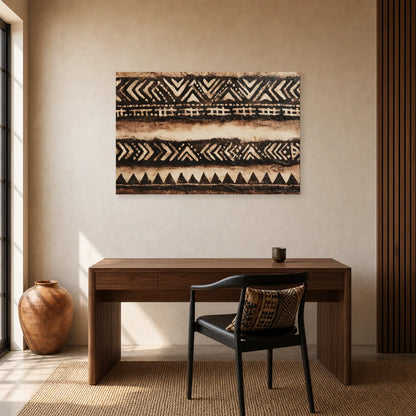 Tableau Africain Bogolan Moderne dans un bureau - Art Virtuoso
