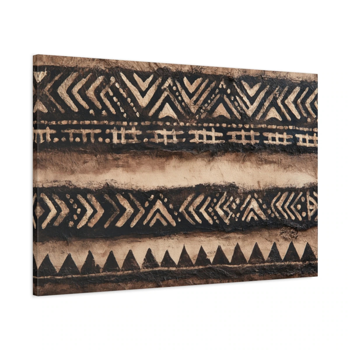 Tableau Africain Bogolan Moderne - toile 3D avec bords imprimés - Art Virtuoso