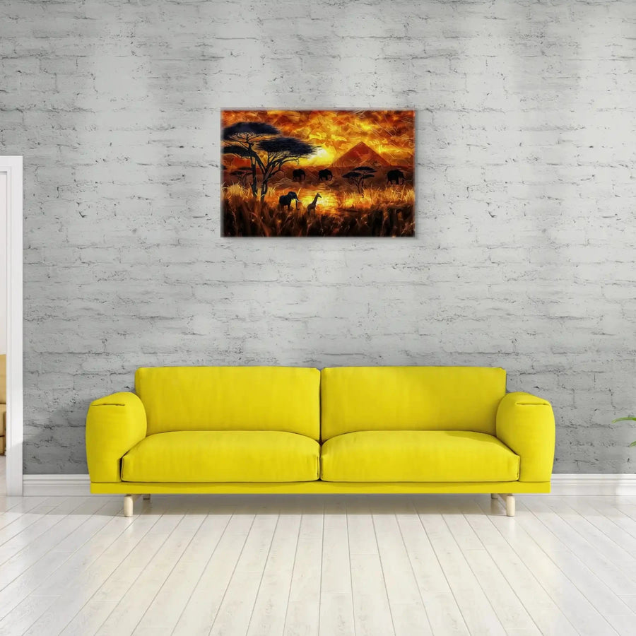 Tableau Africain Design - Savane au Couchant
