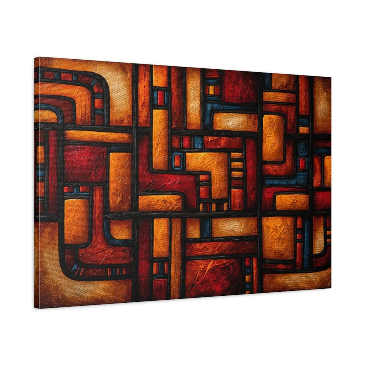 Tableau Africain Imigongo Terracotta - toile 3D avec bords imprimés - Art Virtuoso