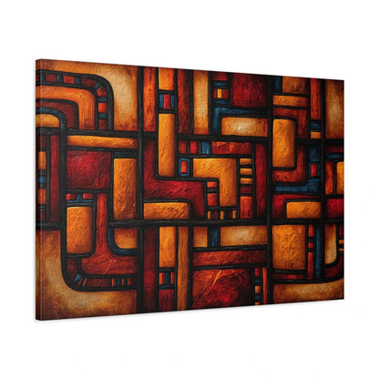 Tableau Africain Imigongo Terracotta - toile 3D avec bords imprimés - Art Virtuoso