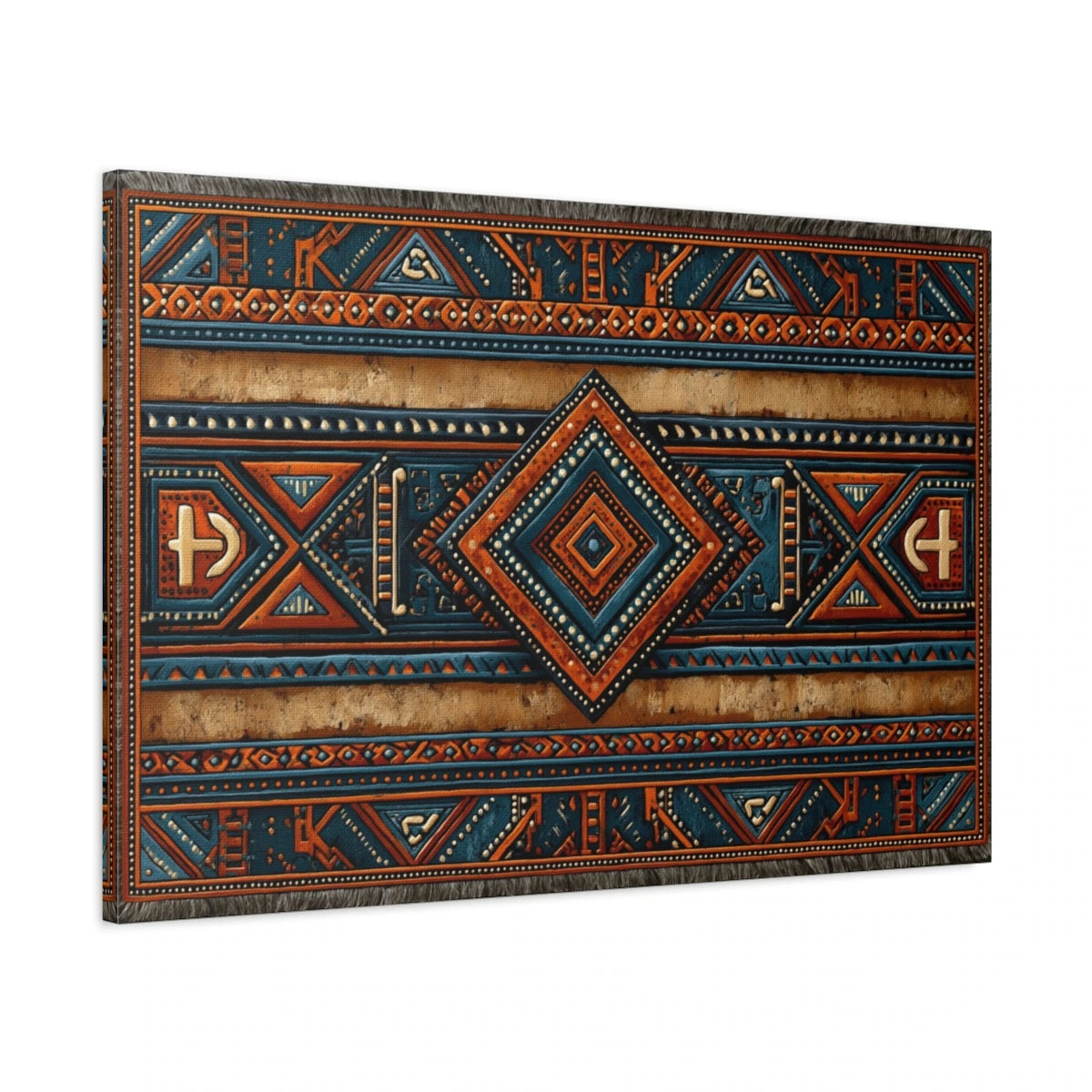 Tableau Africain Kente Géométrique - toile 3D avec bords imprimés - Art Virtuoso