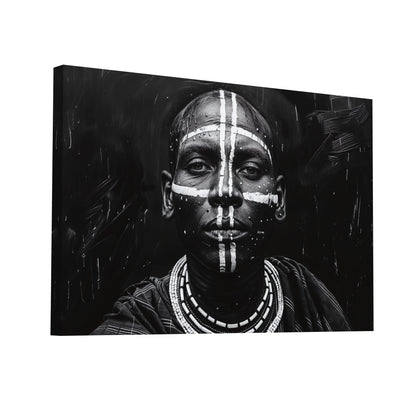 Product Hero 3D WebP Tableau Africain Noir et Blanc - Traditions Tribales - Art Virtuoso