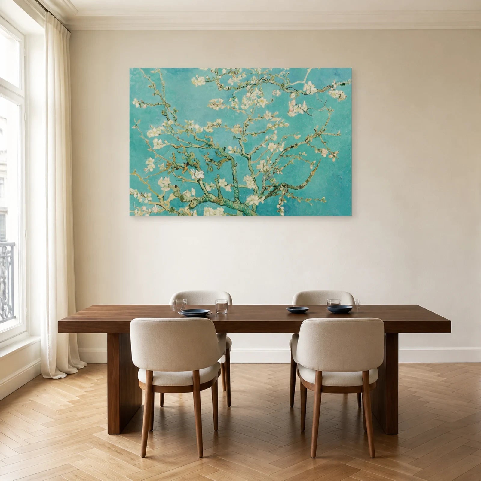 Tableau Amandier en fleurs – Vincent van Gogh dans une salle à manger - Art Virtuoso