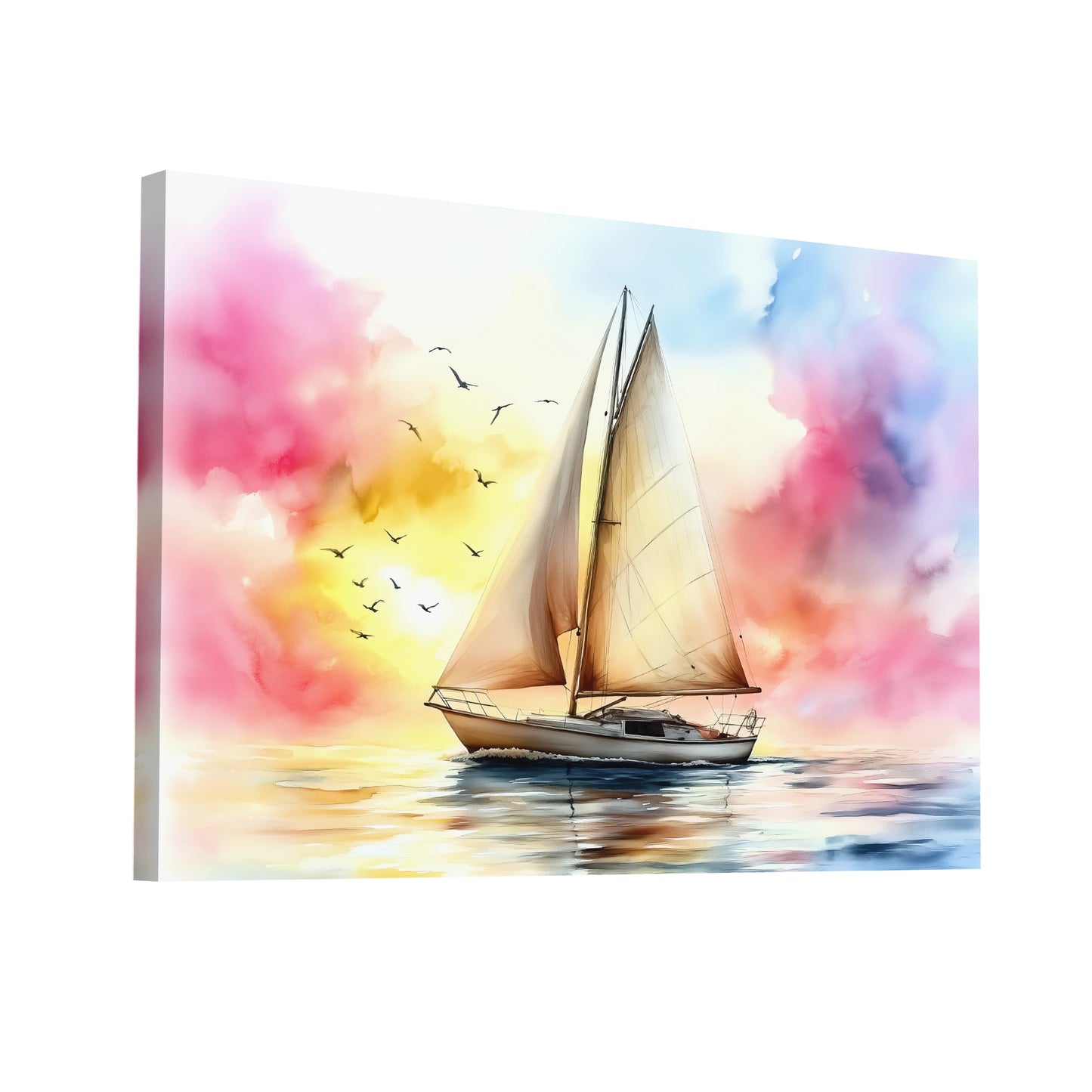 Product Hero 3D WebP Tableau Aquarelle Voilier : Brise Marine - Art Virtuoso