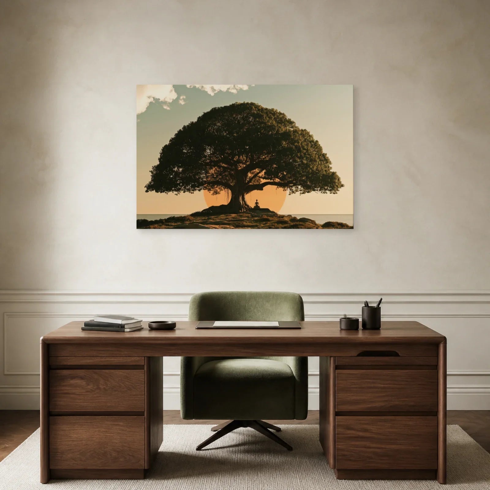 Tableau Arbre Bodhi présenté dans un bureau - Art Virtuoso