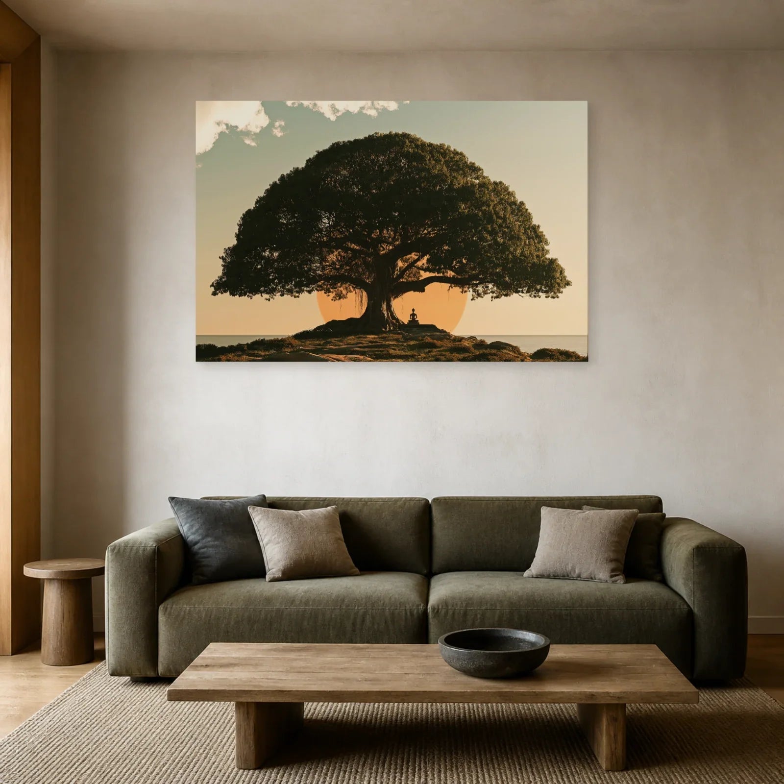 Tableau Arbre Bodhi présenté dans un salon - Art Virtuoso