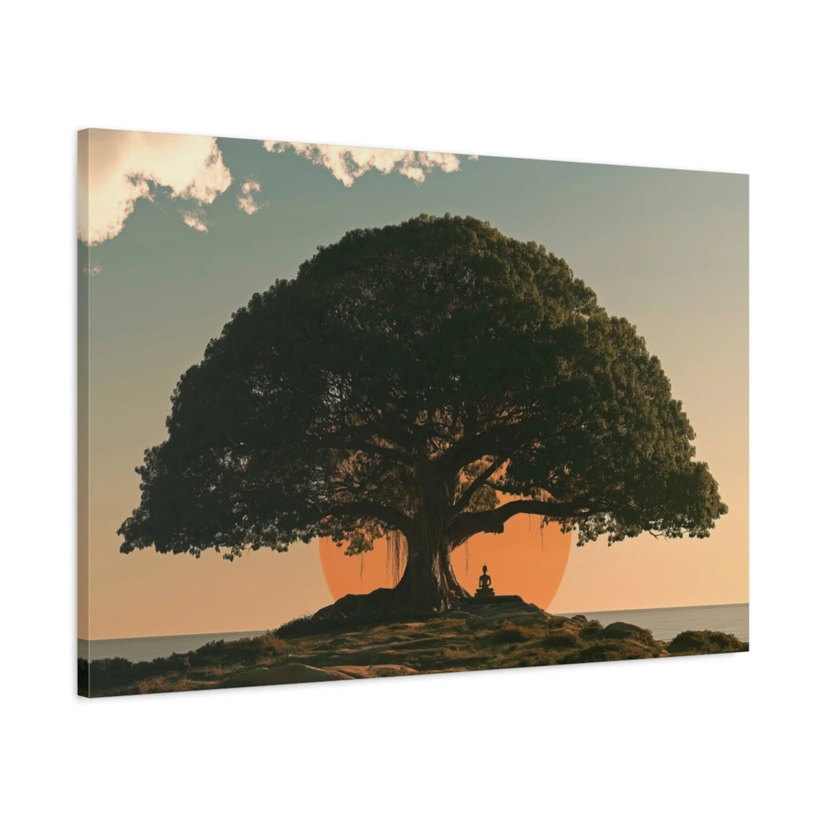 Tableau Arbre Bodhi, vue latérale de la toile avec bords imprimés - Art Virtuoso