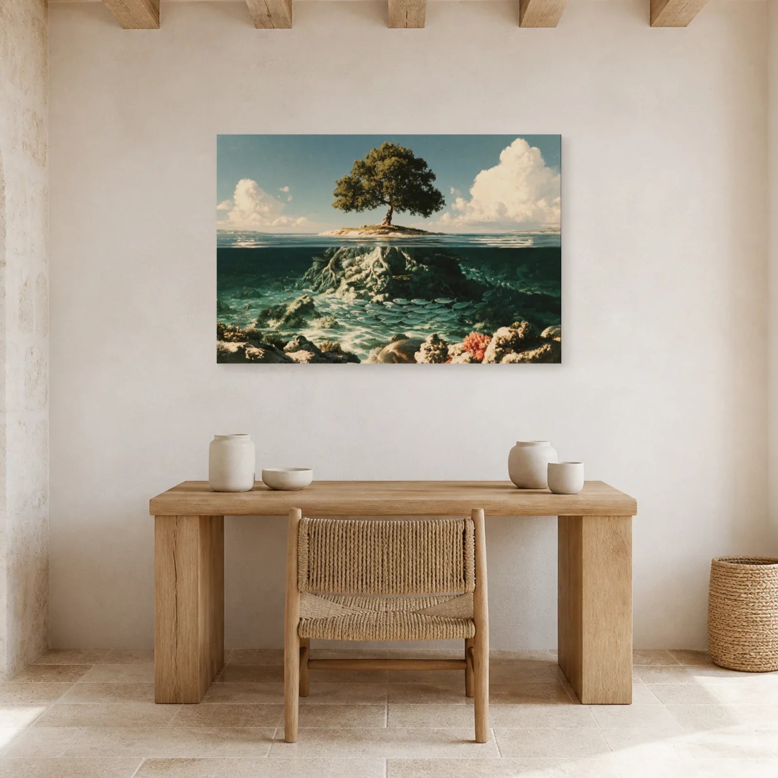 Tableau Arbre de Vie Aquatique présenté dans un bureau - Art Virtuoso