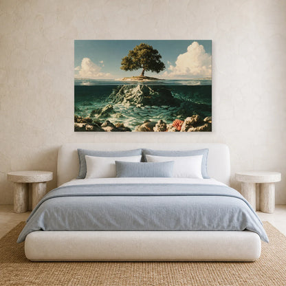 Tableau Arbre de Vie Aquatique présenté dans une chambre - Art Virtuoso