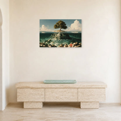 Tableau Arbre de Vie Aquatique présenté dans une entrée - Art Virtuoso