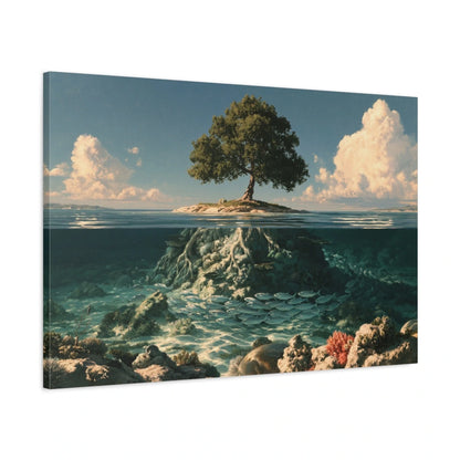 Tableau Arbre de Vie Aquatique, vue latérale de la toile avec bords imprimés - Art Virtuoso