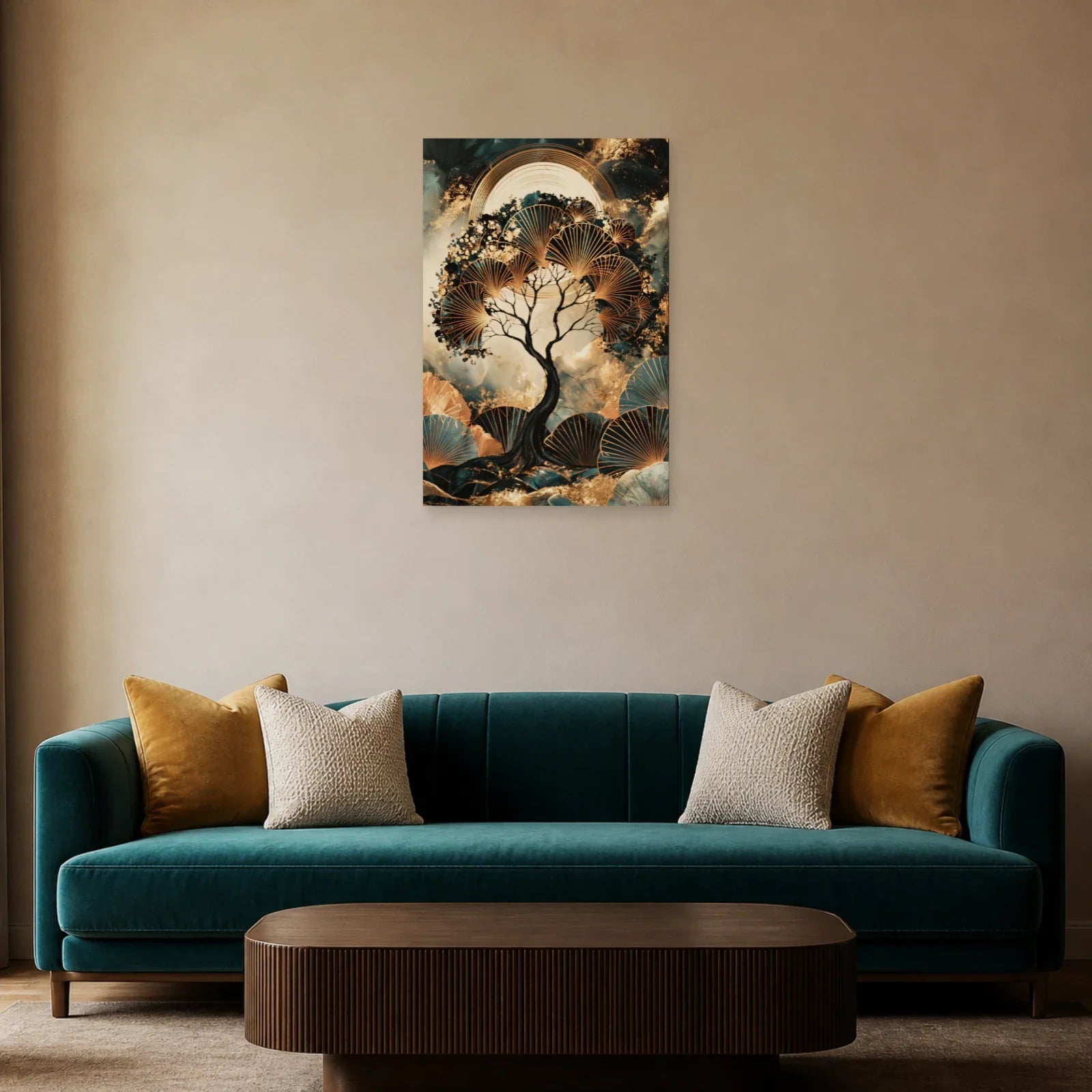 Tableau Arbre de Vie Art Déco présenté dans un salon - Art Virtuoso