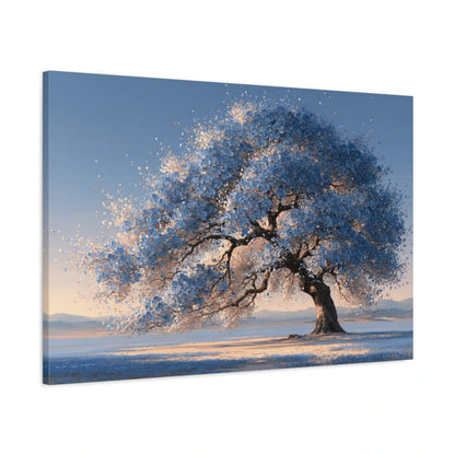 Tableau Arbre de Vie Bleu, vue latérale de la toile avec bords imprimés - Art Virtuoso