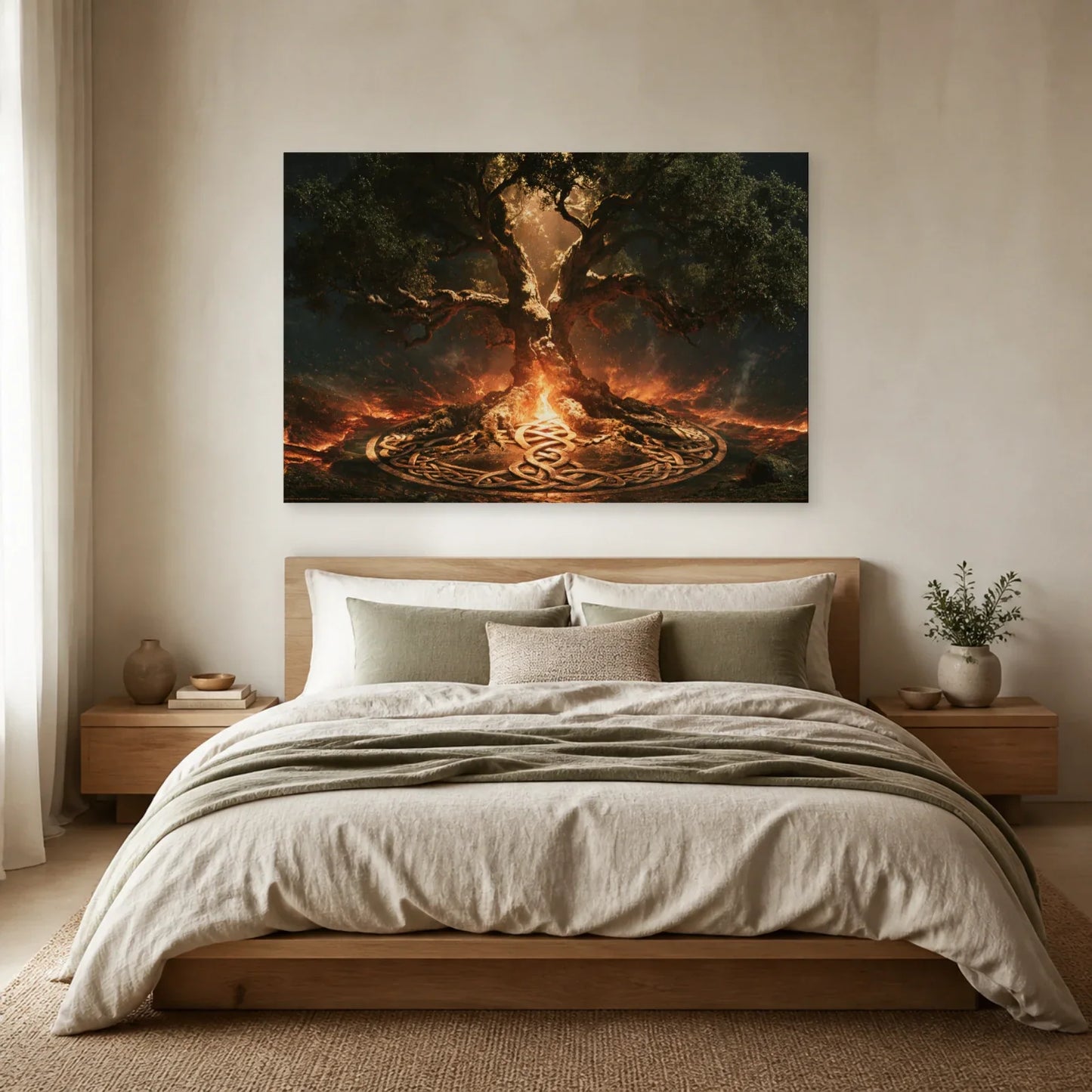 Tableau Arbre de Vie Celtique présenté dans une chambre - Art Virtuoso