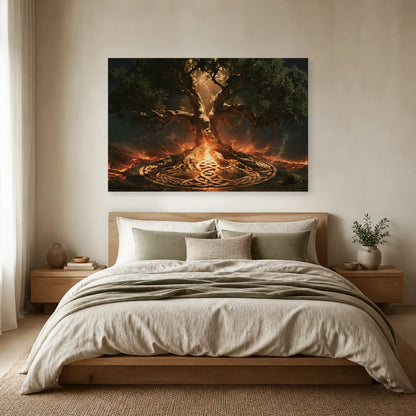Tableau Arbre de Vie Celtique présenté dans une chambre - Art Virtuoso