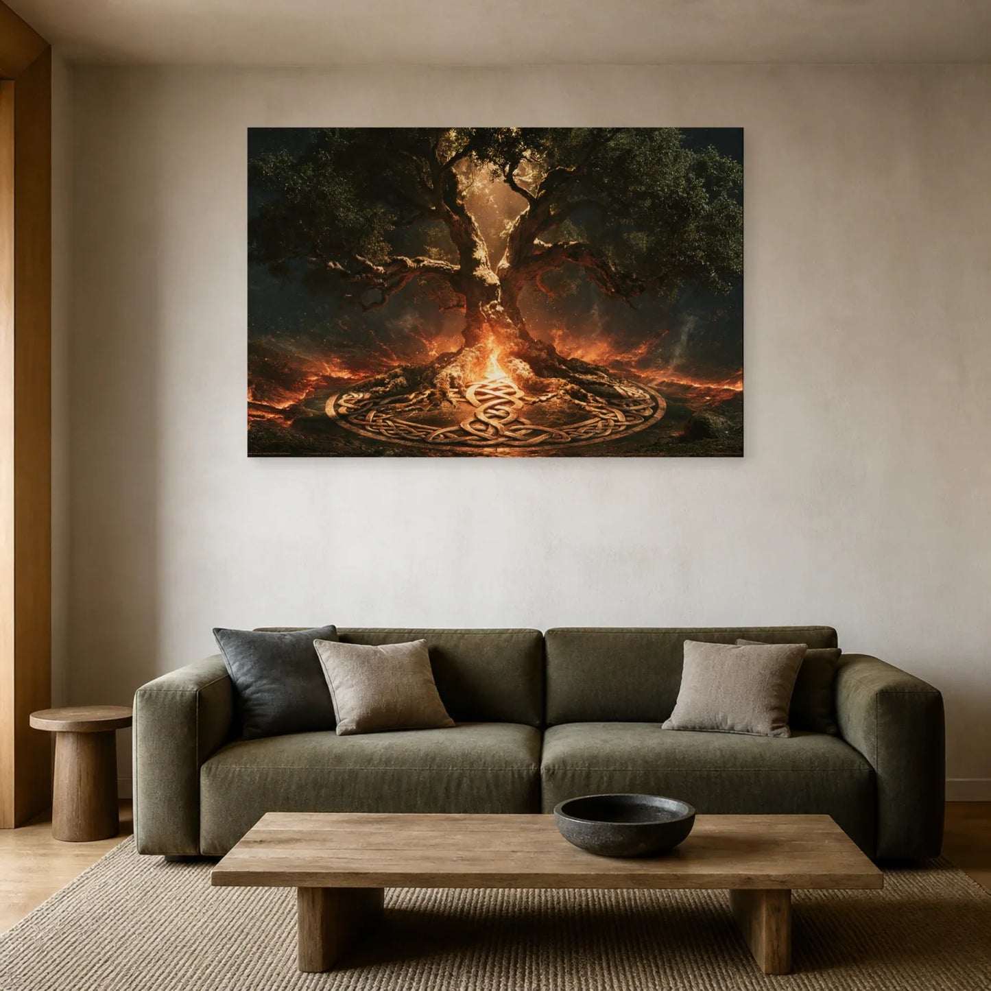 Tableau Arbre de Vie Celtique présenté dans un salon - Art Virtuoso