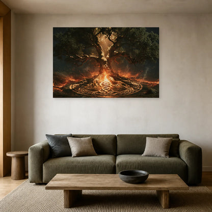 Tableau Arbre de Vie Celtique présenté dans un salon - Art Virtuoso