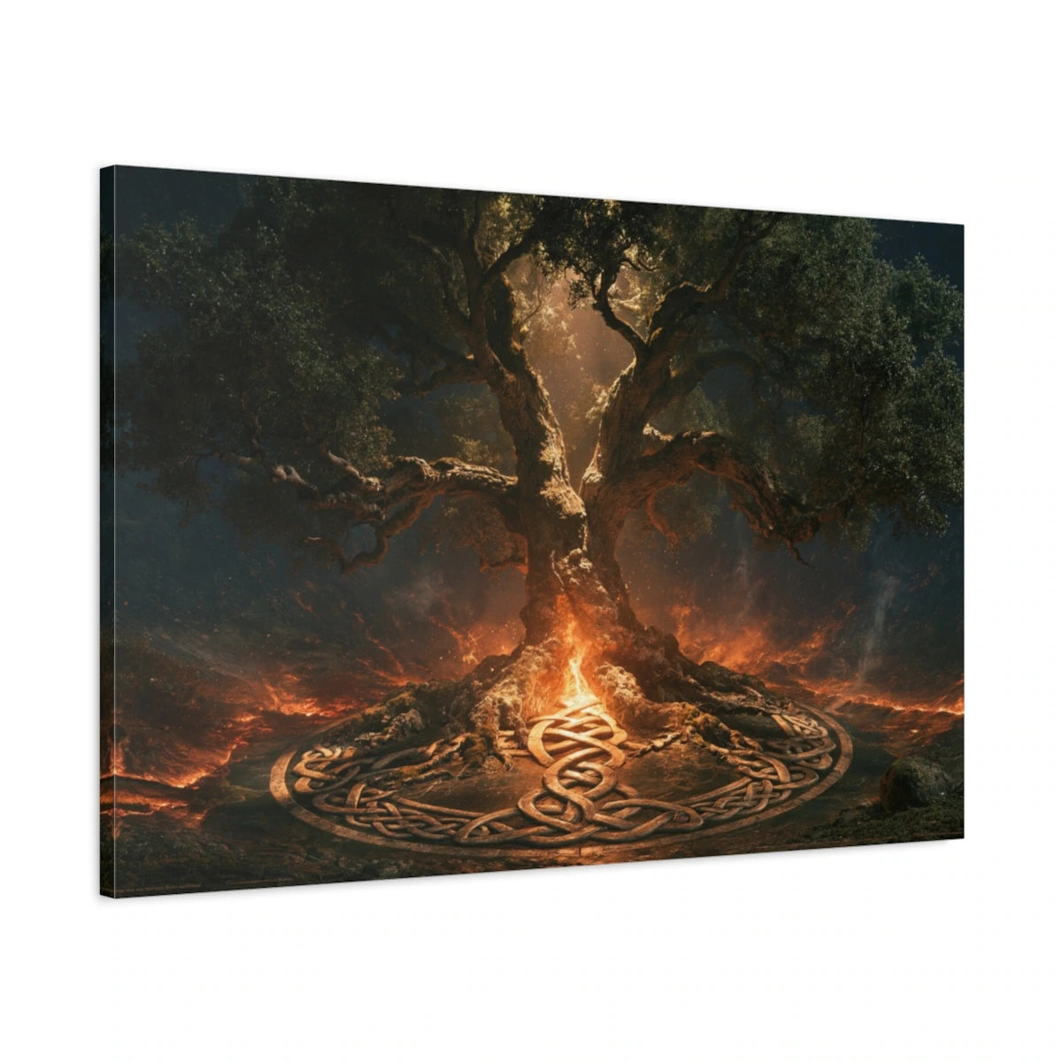 Tableau Arbre de Vie Celtique, vue latérale de la toile avec bords imprimés - Art Virtuoso