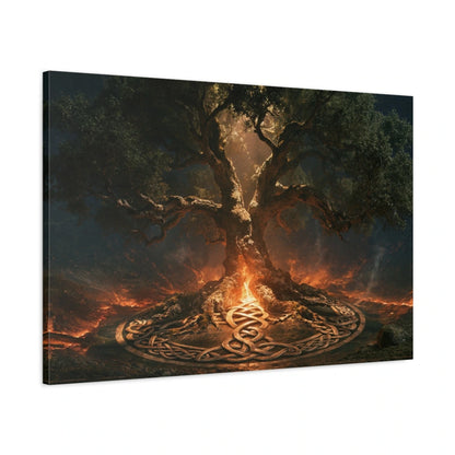 Tableau Arbre de Vie Celtique, vue latérale de la toile avec bords imprimés - Art Virtuoso