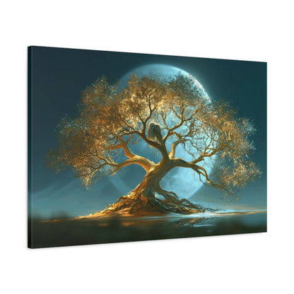 Tableau Arbre de Vie Chouettes, vue latérale de la toile avec bords imprimés - Art Virtuoso