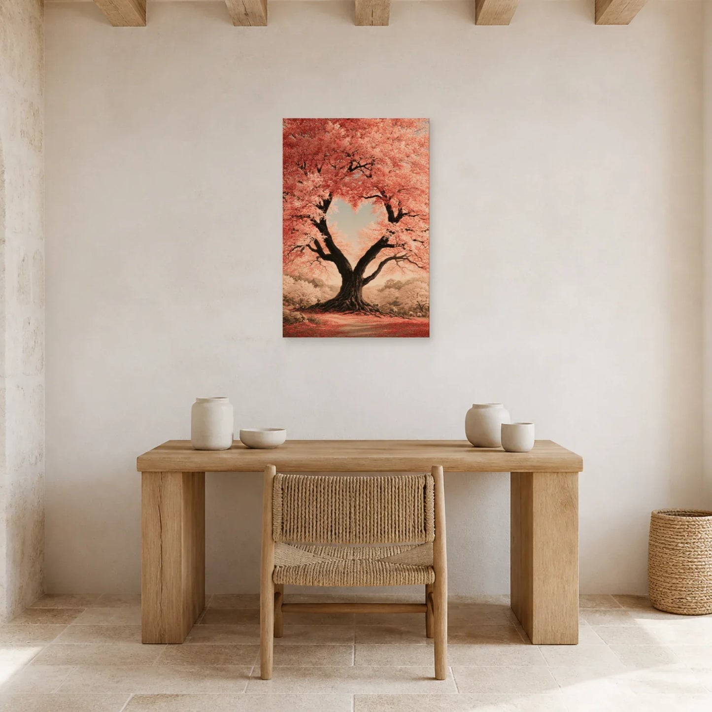 Tableau Arbre de Vie Cœur présenté dans un bureau - Art Virtuoso