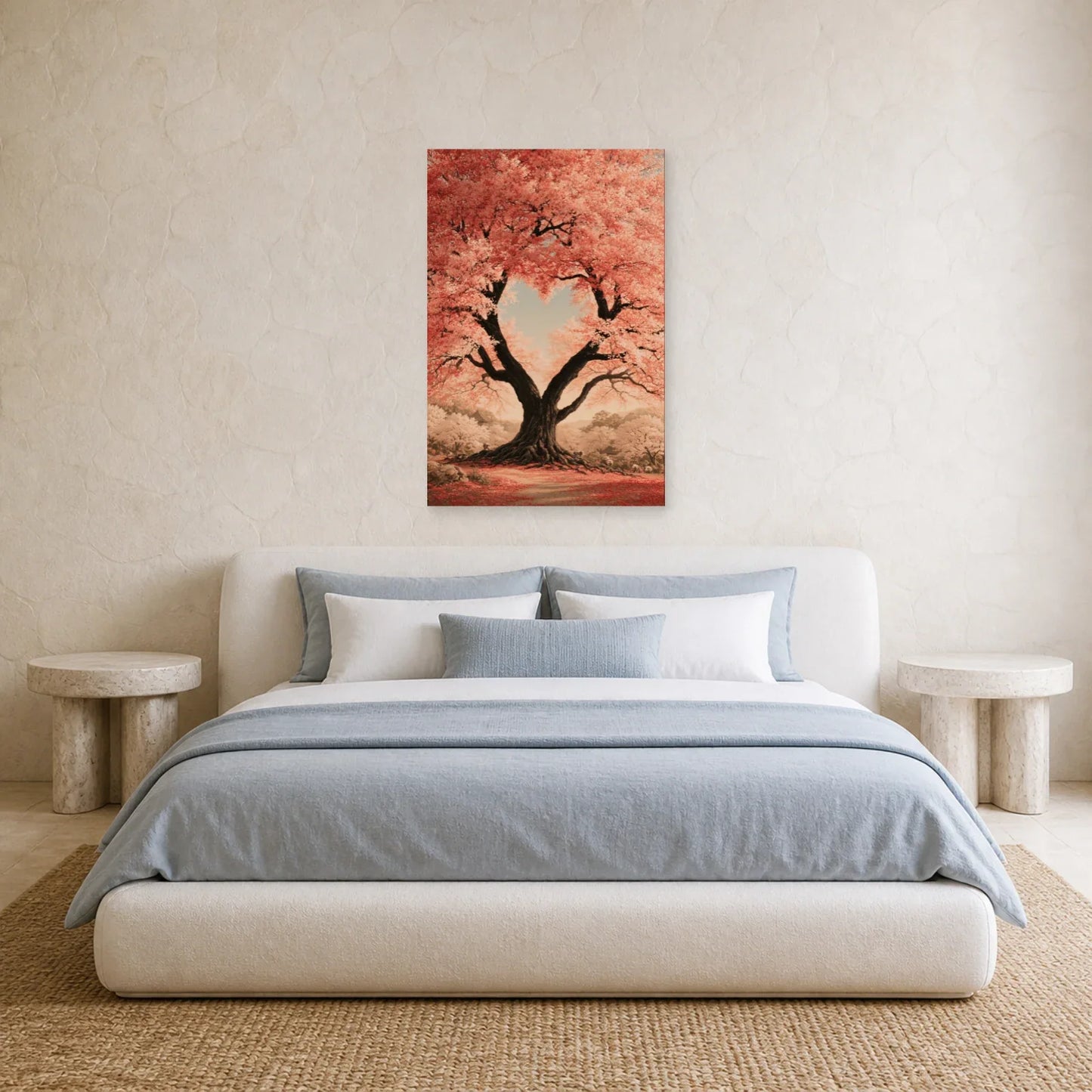 Tableau Arbre de Vie Cœur présenté dans une chambre - Art Virtuoso