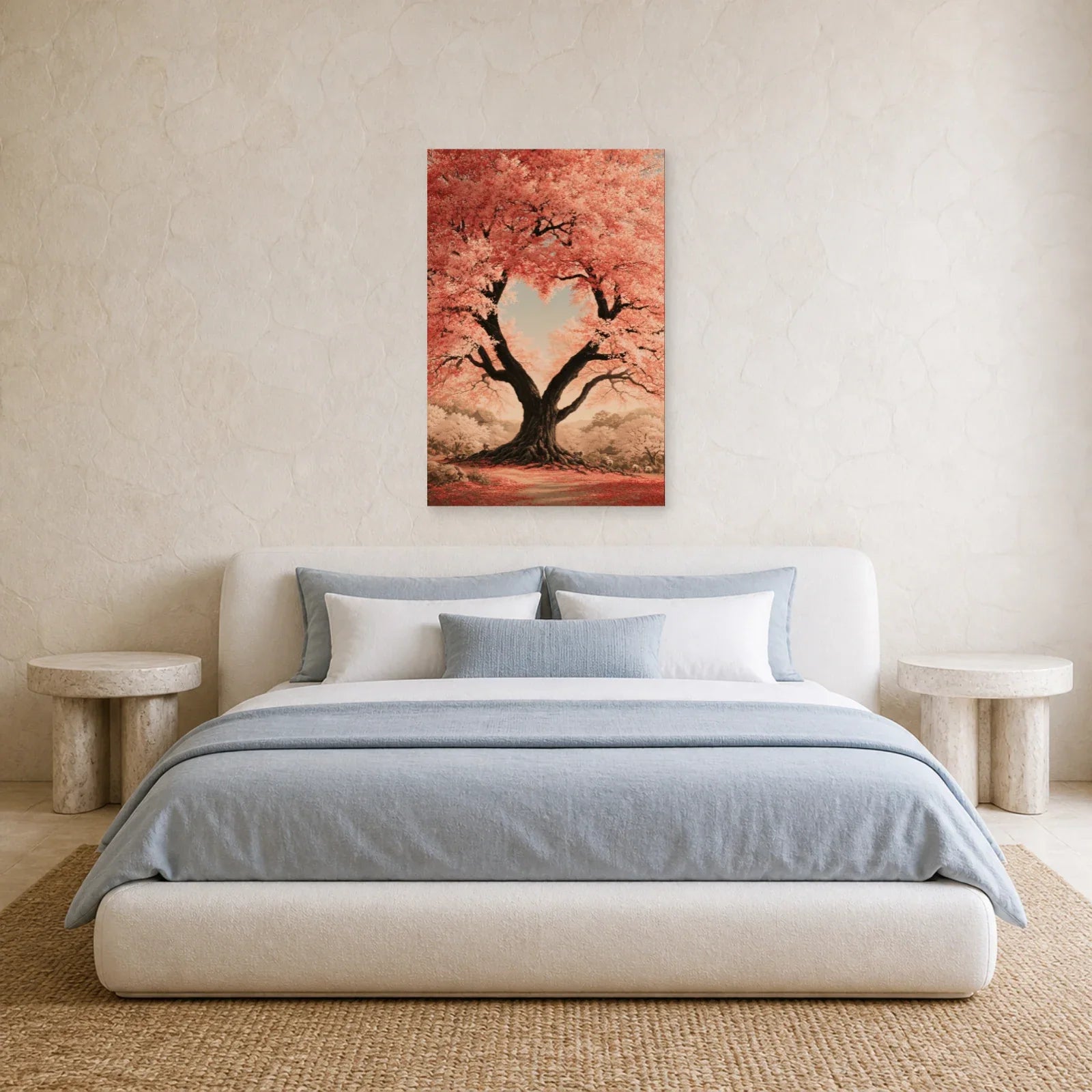 Tableau Arbre de Vie Cœur présenté dans une chambre - Art Virtuoso