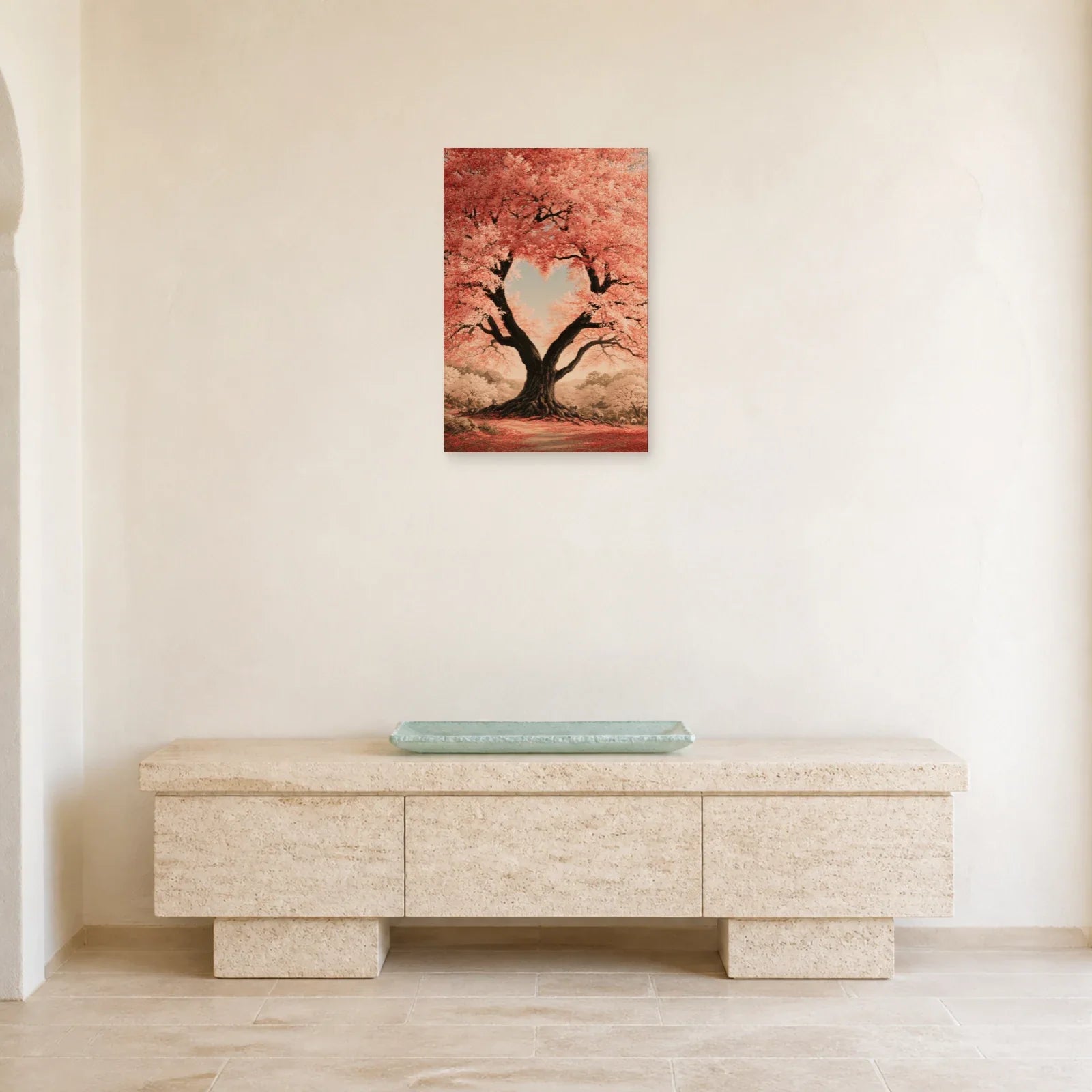 Tableau Arbre de Vie Cœur présenté dans une entrée - Art Virtuoso