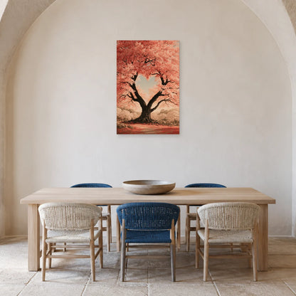 Tableau Arbre de Vie Cœur présenté dans une salle à manger - Art Virtuoso