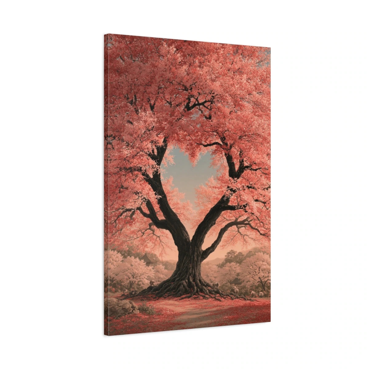 Tableau Arbre de Vie Cœur, vue latérale de la toile avec bords imprimés - Art Virtuoso