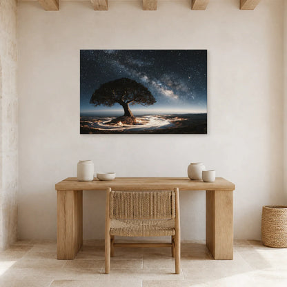 Tableau Arbre de Vie Cosmique présenté dans un bureau - Art Virtuoso