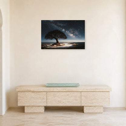 Tableau Arbre de Vie Cosmique présenté dans une entrée - Art Virtuoso