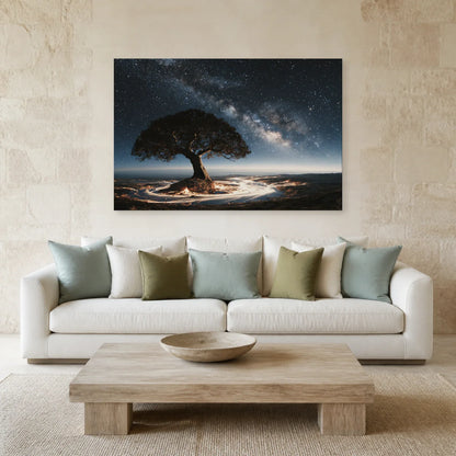 Tableau Arbre de Vie Cosmique présenté dans un salon - Art Virtuoso