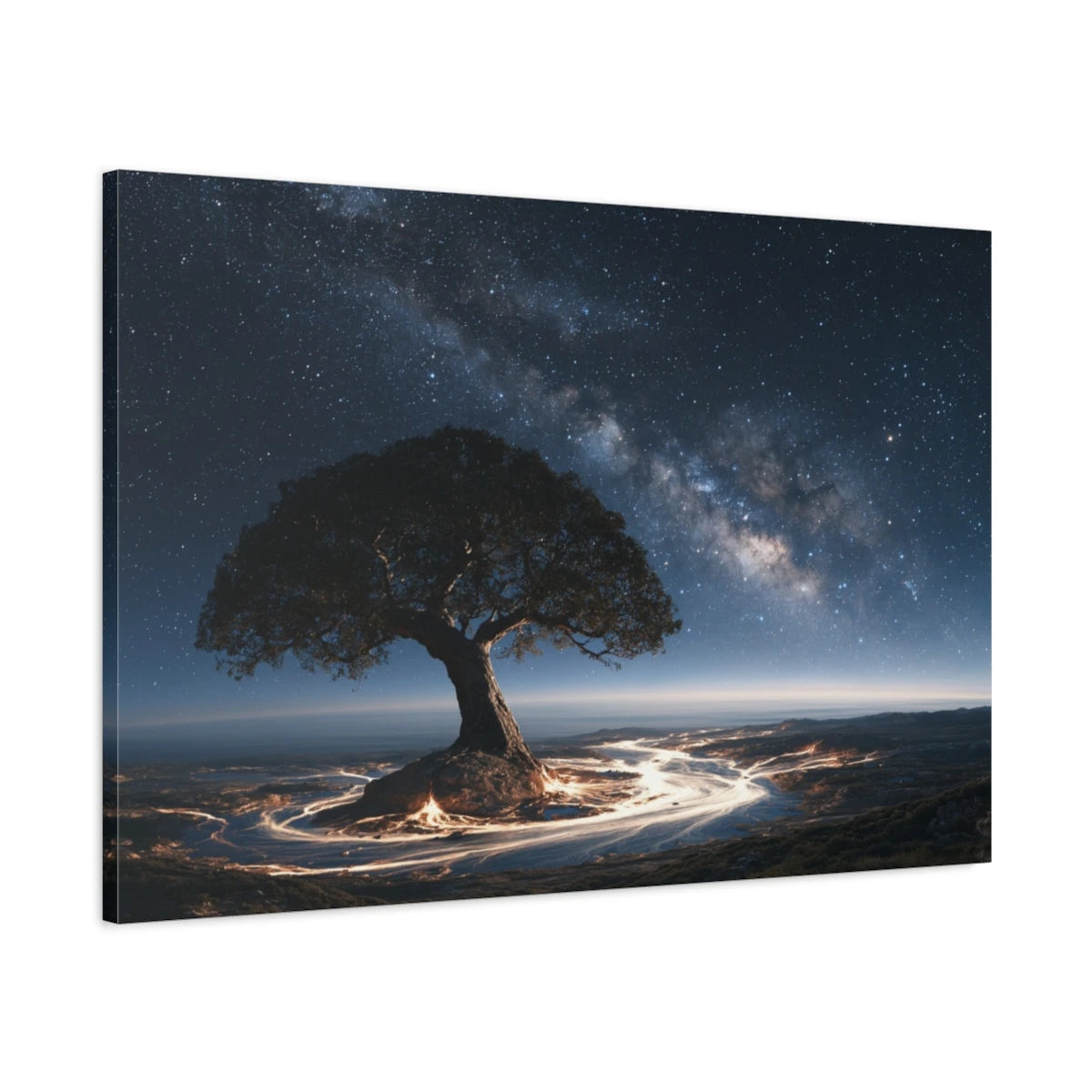 Tableau Arbre de Vie Cosmique, vue latérale de la toile avec bords imprimés - Art Virtuoso