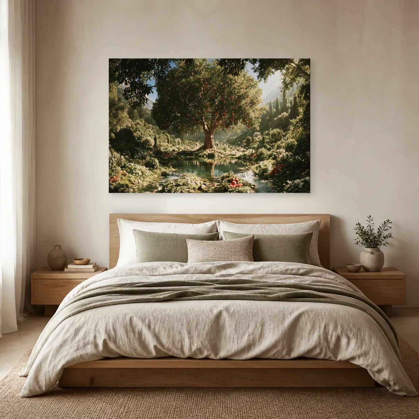 Tableau Arbre de Vie Éden présenté dans une chambre - Art Virtuoso