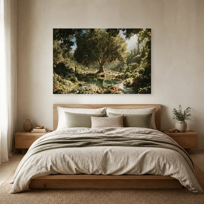 Tableau Arbre de Vie Éden présenté dans une chambre - Art Virtuoso