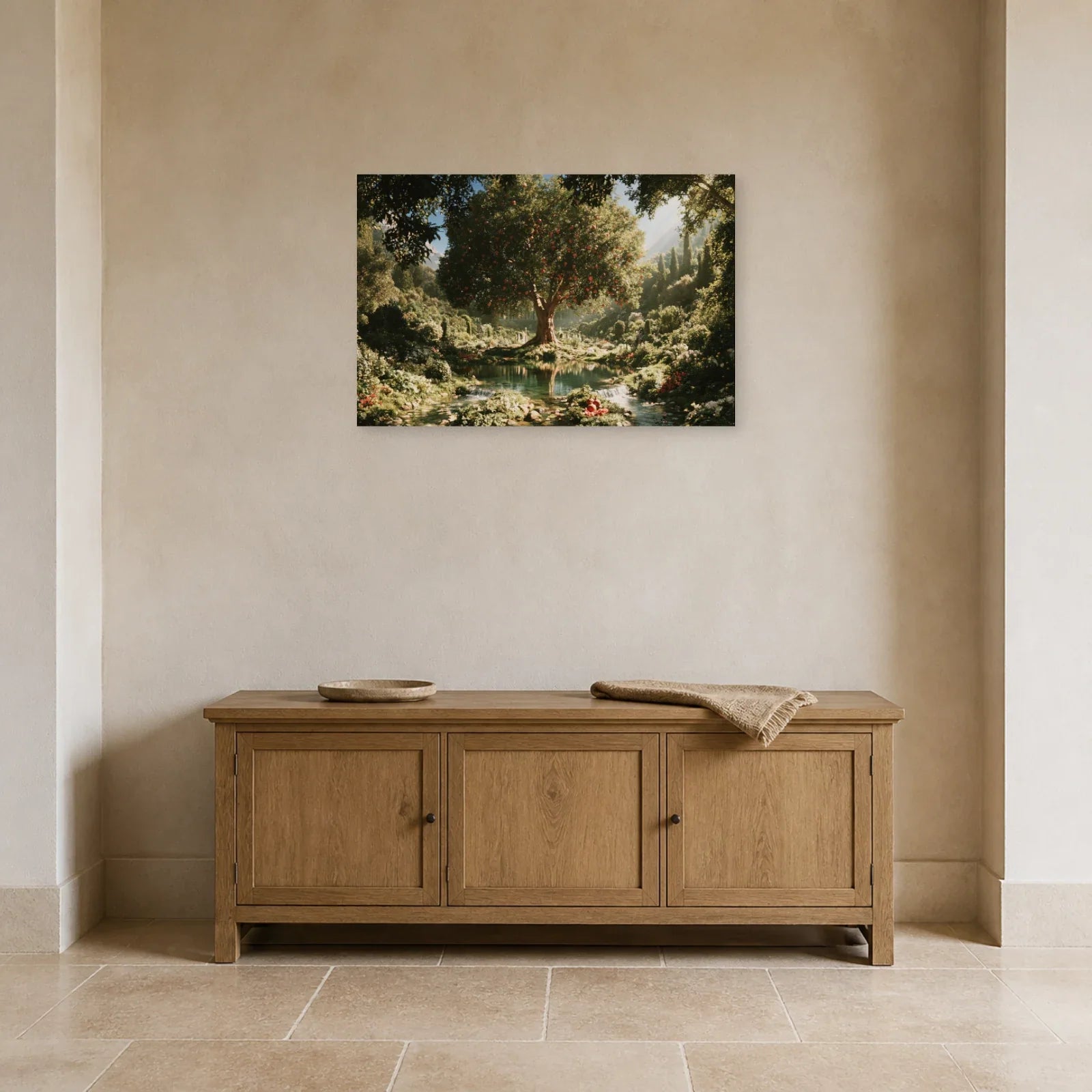 Tableau Arbre de Vie Éden présenté dans une entrée - Art Virtuoso