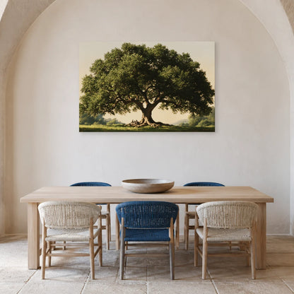 Tableau Arbre de Vie Famille présenté dans une salle à manger - Art Virtuoso
