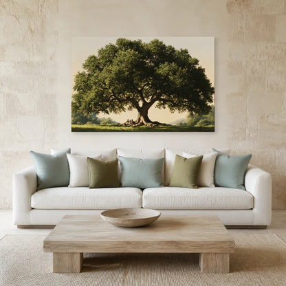Tableau Arbre de Vie Famille présenté dans un salon - Art Virtuoso