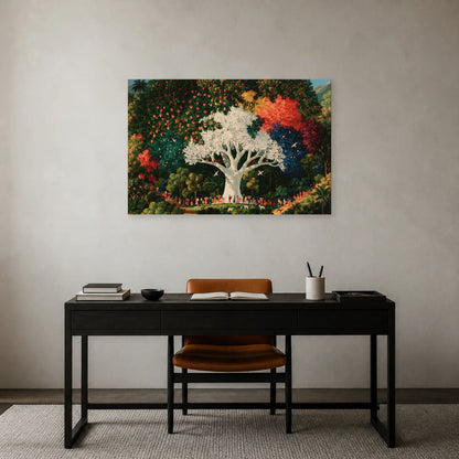 Tableau Arbre de Vie Haïtien présenté dans un bureau - Art Virtuoso