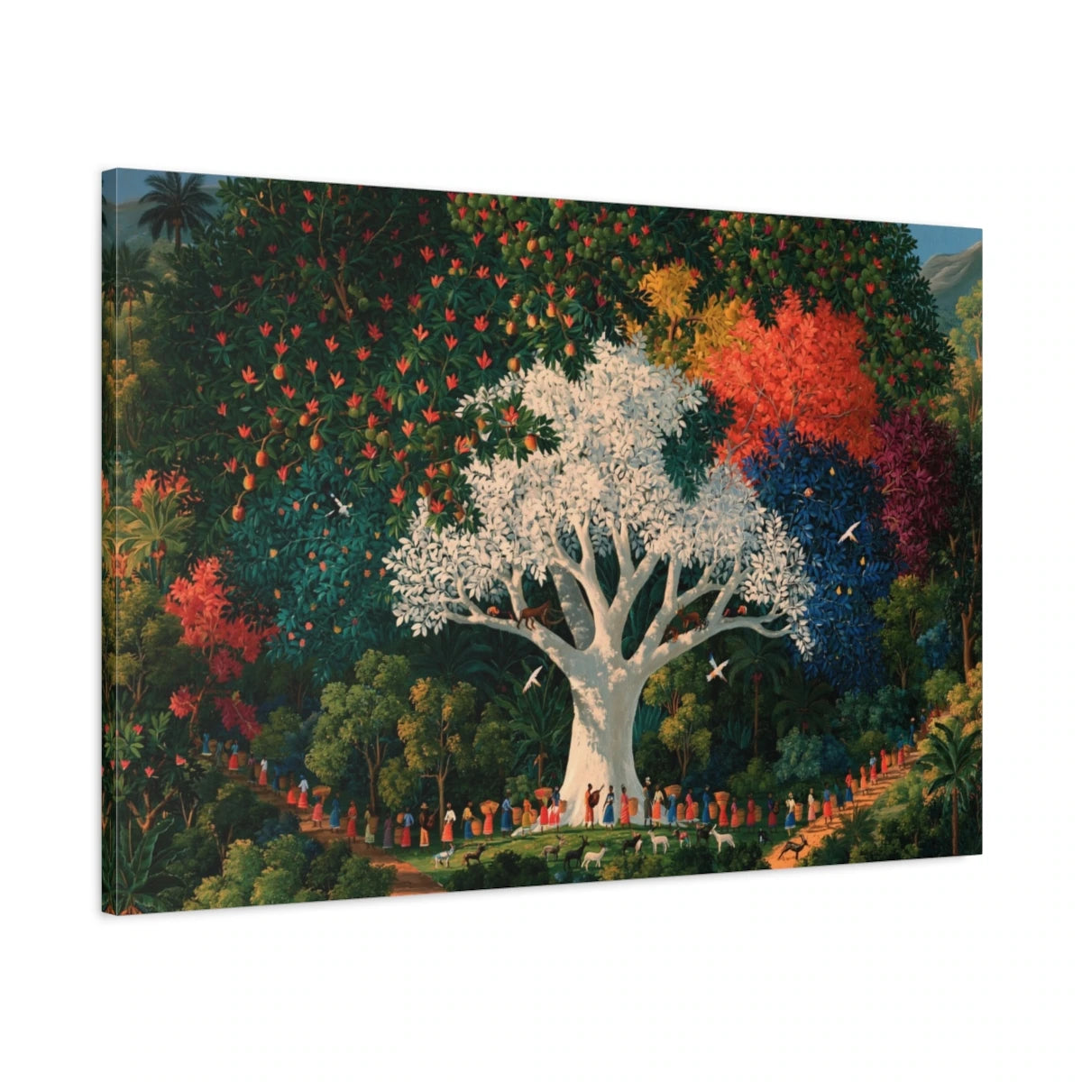 Tableau Arbre de Vie Haïtien, vue latérale de la toile avec bords imprimés - Art Virtuoso