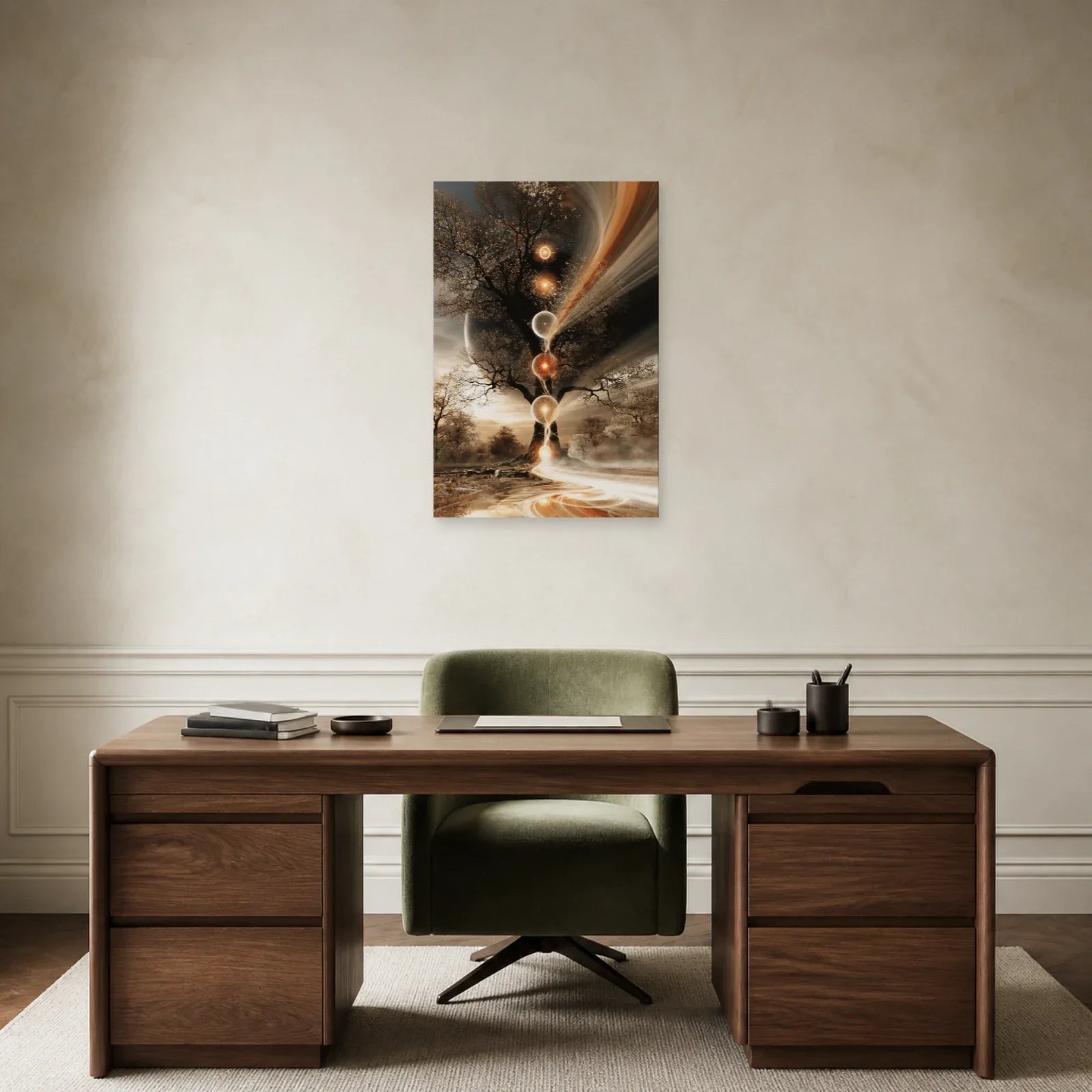 Tableau Arbre de Vie Kabbale présenté dans un bureau - Art Virtuoso