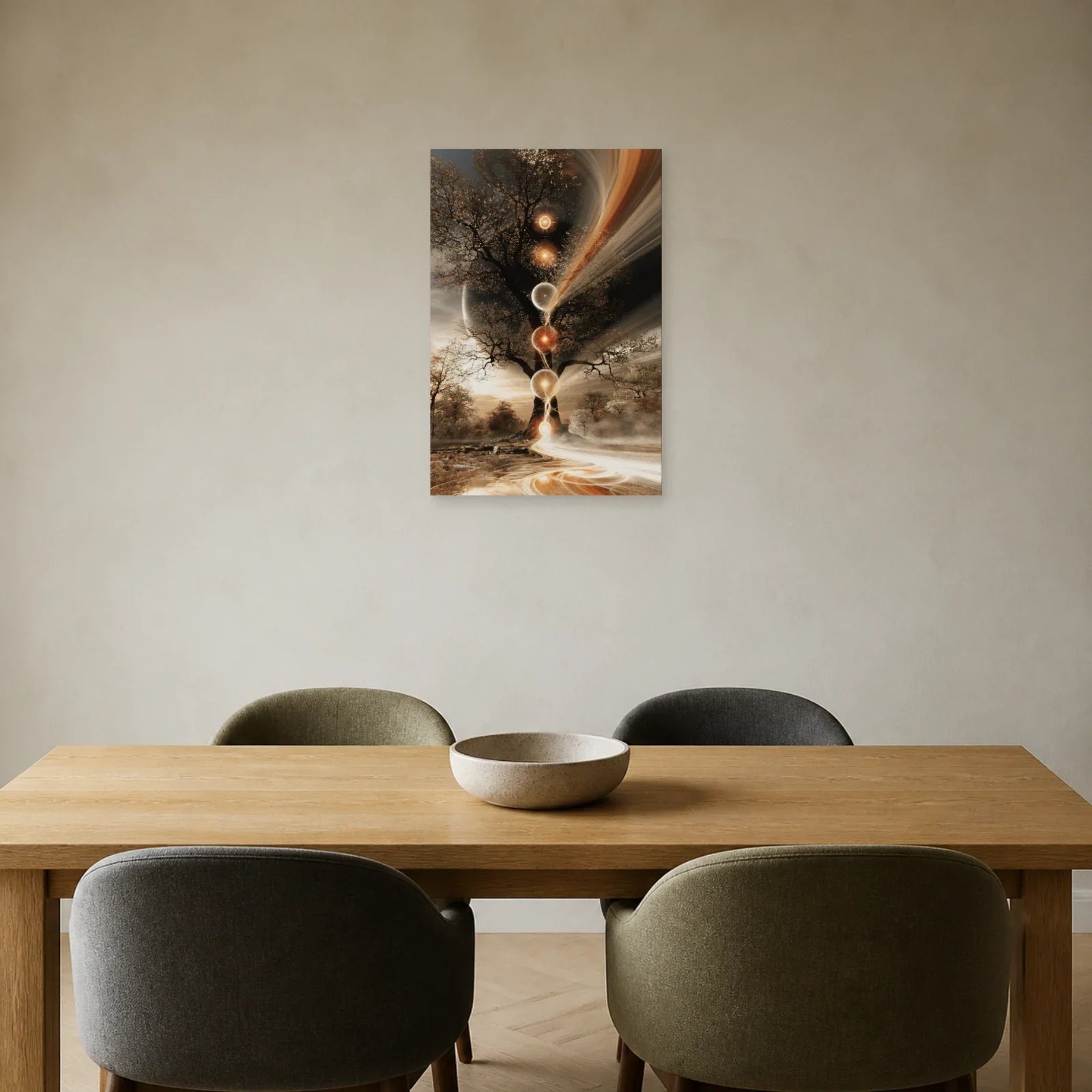 Tableau Arbre de Vie Kabbale présenté dans une salle à manger - Art Virtuoso
