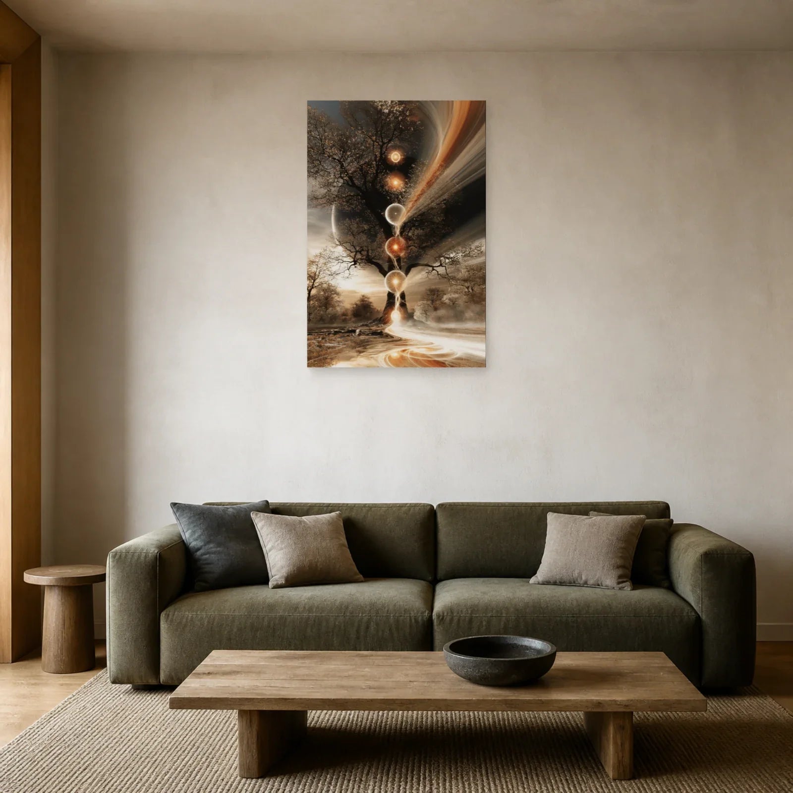 Tableau Arbre de Vie Kabbale présenté dans un salon - Art Virtuoso