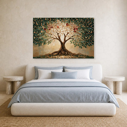 Tableau Arbre de Vie Mariage présenté dans une chambre - Art Virtuoso