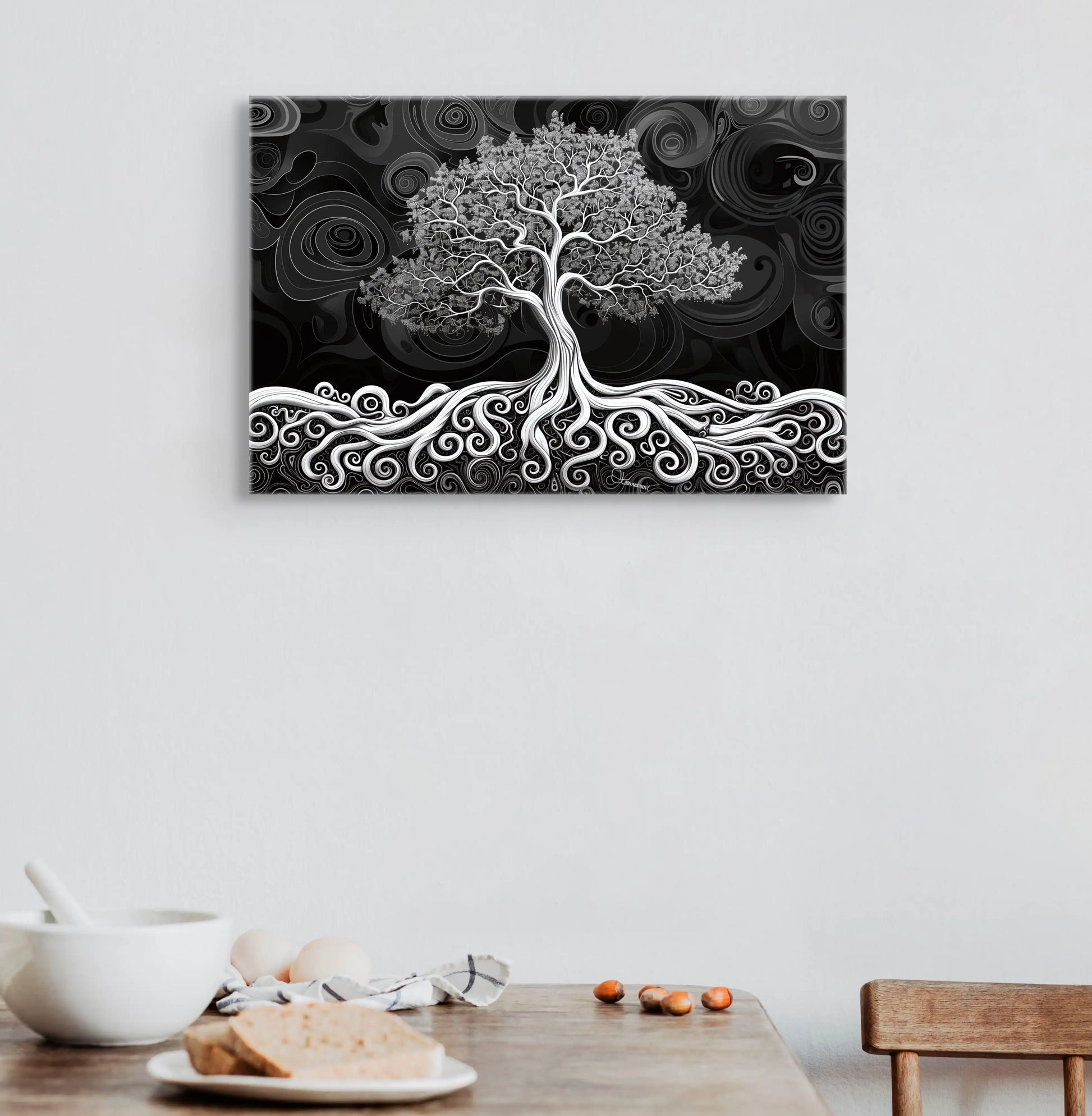 Tableau Arbre de Vie Noir et Blanc  Art Virtuoso   