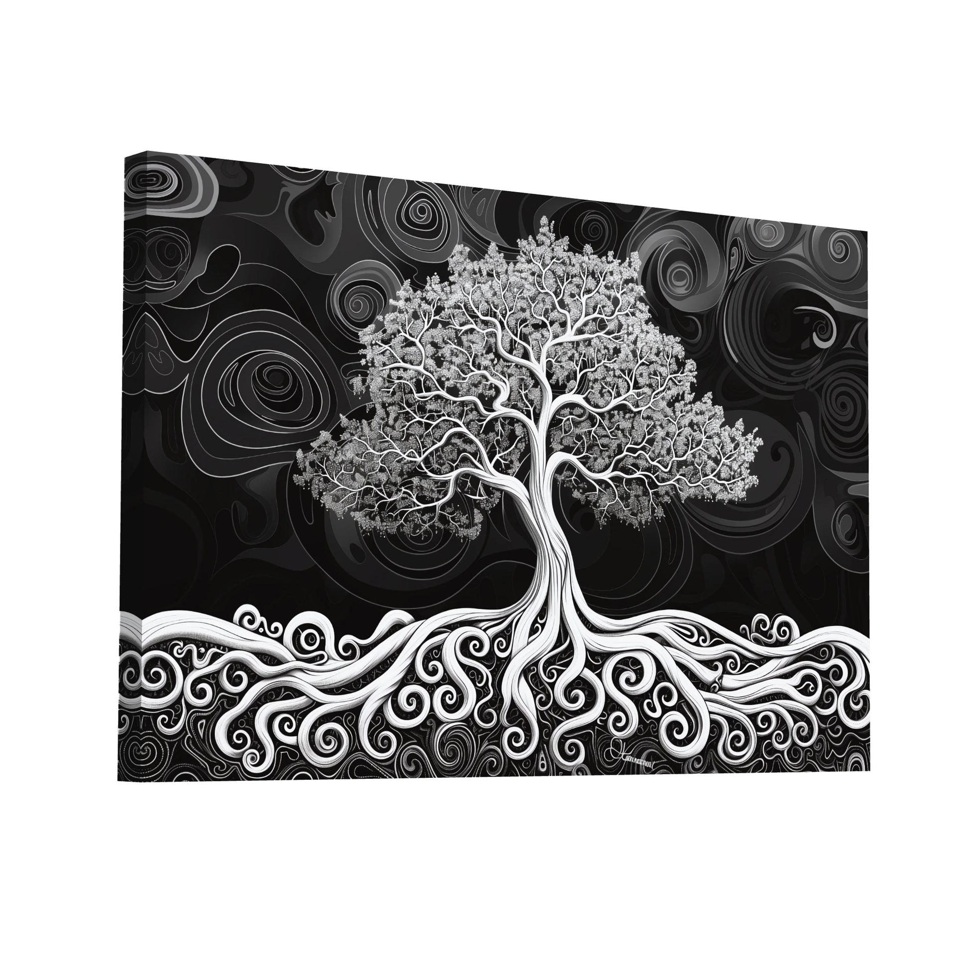 Product Hero 3D WebP Tableau Arbre de Vie Noir et Blanc - Art Virtuoso